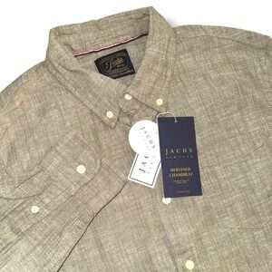 Jachs NY Mens Heritage Chambray Button Down Shirt Sage Green K036-212-CB6 Size M